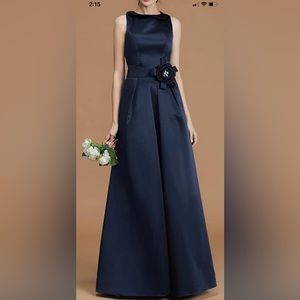 Blue floor length gown.